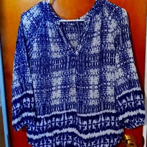 Blue and white blouse